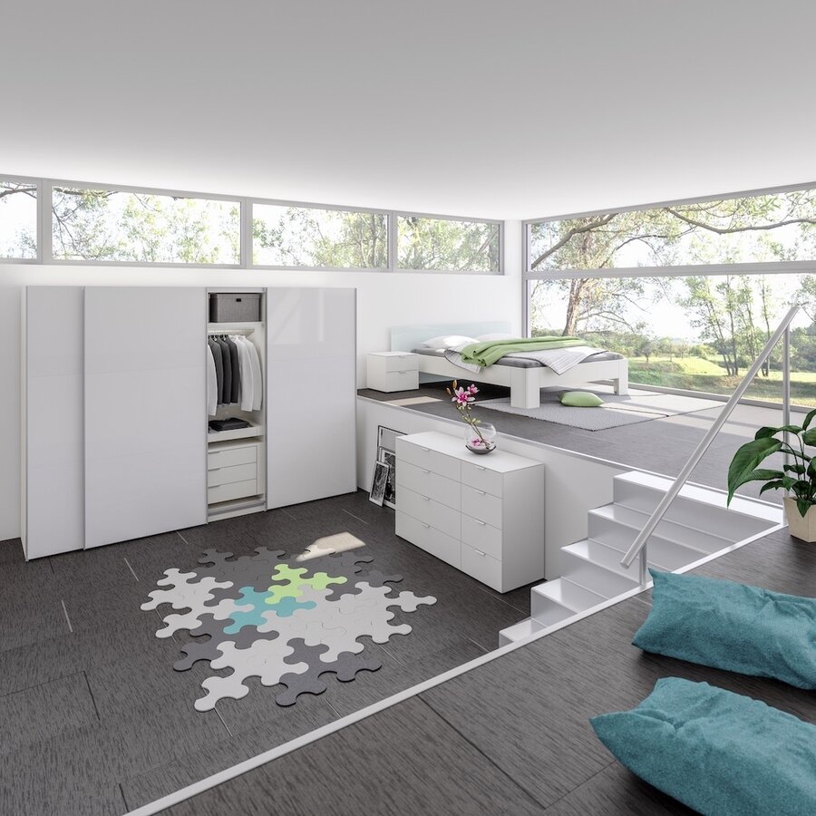 Hoogglans Wit 152 cm Schuifdeur Halkast Hoogglans Wit 152 cm Schuifdeur Halkast