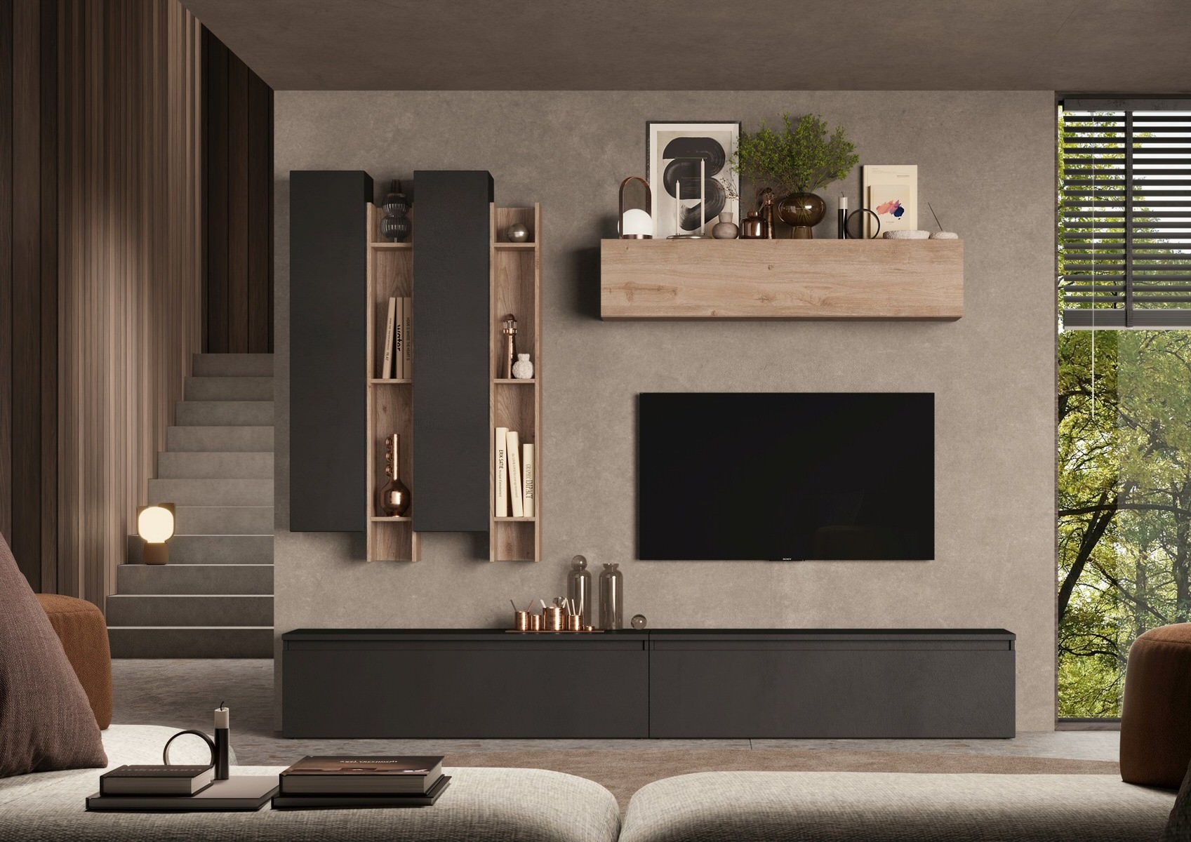 Benvenuto Design Infinity 2.0 Kadiz Eiken / Lava TV Meubel Set 04