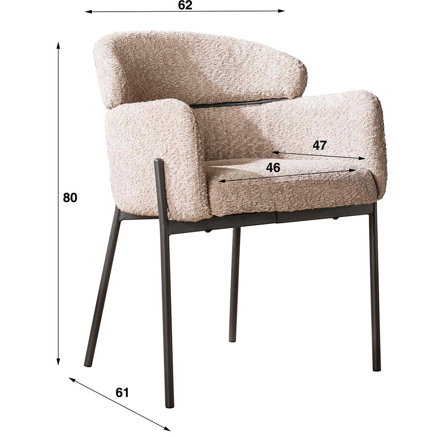 Rampart Zand Bouclé Armstoel Ronde Rug Rampart Zand Bouclé Armstoel Ronde Rug