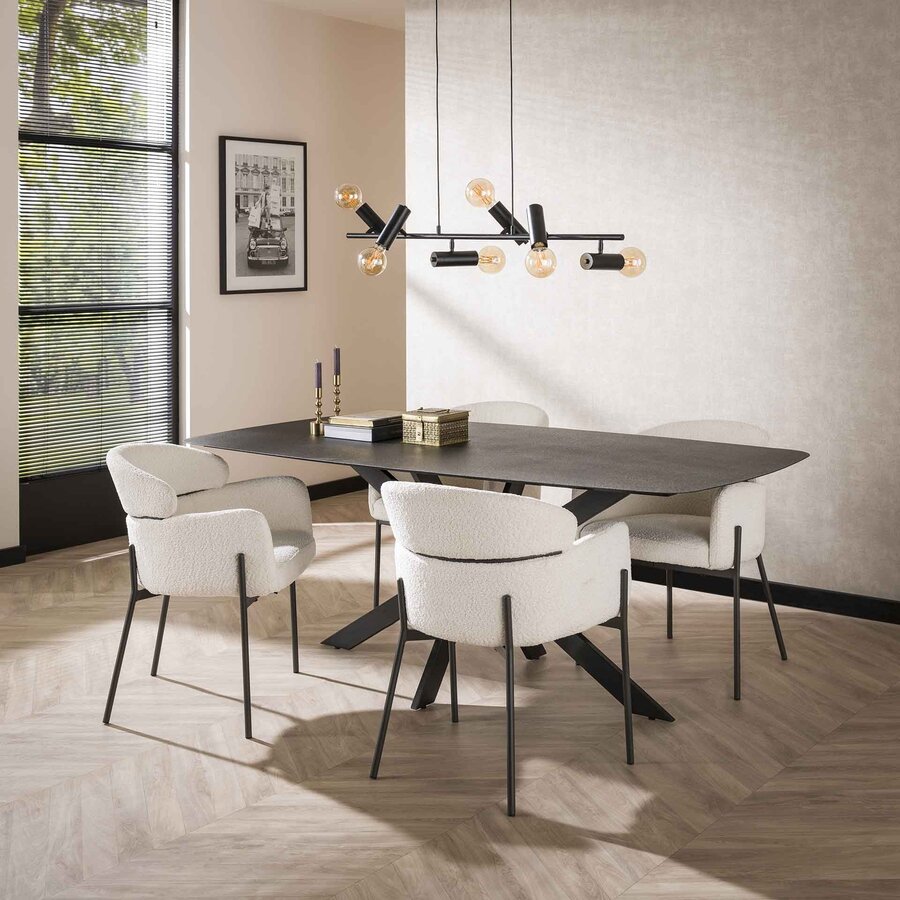 Rampart Wit Bouclé Armstoel Ronde Rug Rampart Wit Bouclé Armstoel Ronde Rug