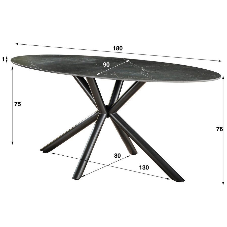 Kaiser 180 cm Ovaal Eettafel Keramiek