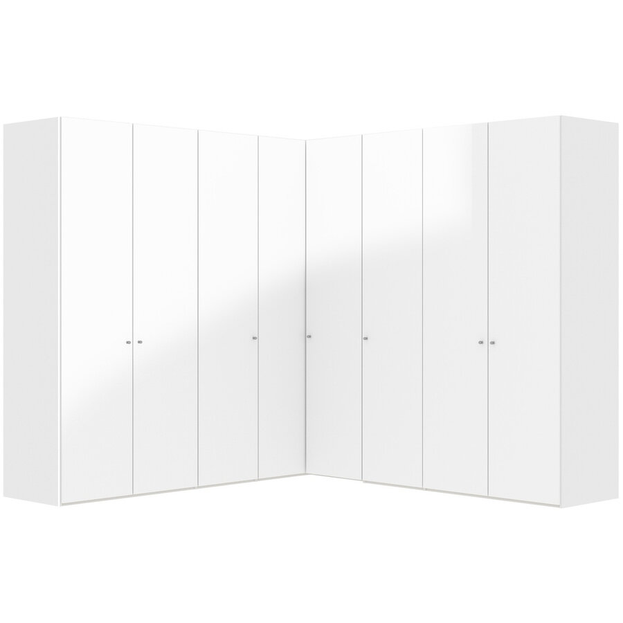 Hoogglans Wit 90° Hoek Kledingkast 8 Deuren Hoogglans Wit 90° Hoek Kledingkast 8 Deuren