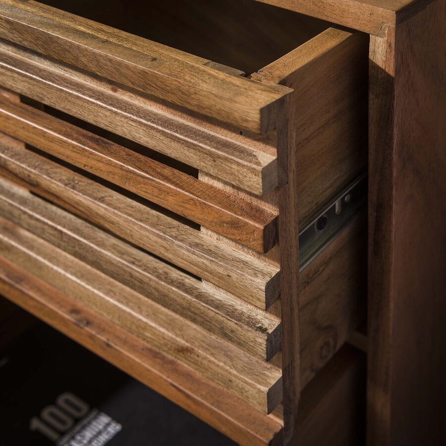 Slide Massief Acacia Nachtkastje 2-Lades Slide Massief Acacia Nachtkastje 2-Lades