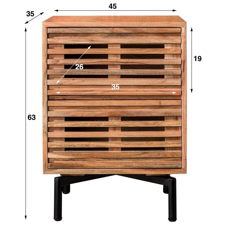 Slide Massief Acacia Nachtkastje 2-Lades Slide Massief Acacia Nachtkastje 2-Lades
