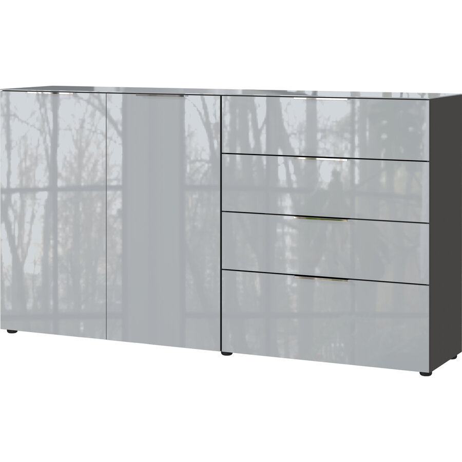 Oakland Grafiet/Zilvergrijs Dressoir 2-Deuren 4-Lades Oakland Grafiet/Zilvergrijs Dressoir 2-Deuren 4-Lades