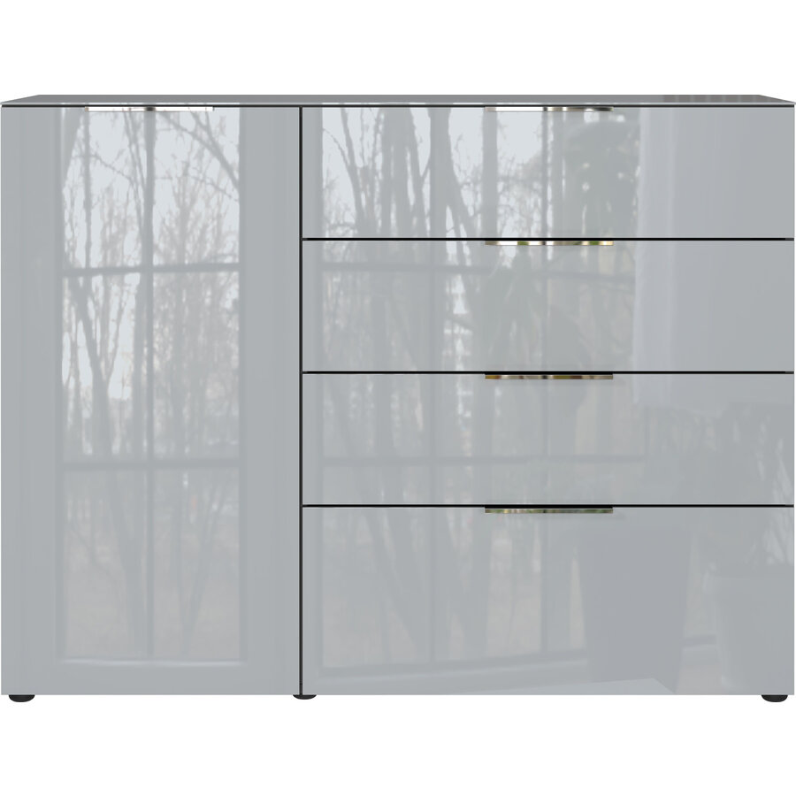 Oakland Grafiet/Zilvergrijs Dressoir 1-Deur 4-Lades Oakland Grafiet/Zilvergrijs Dressoir 1-Deur 4-Lades