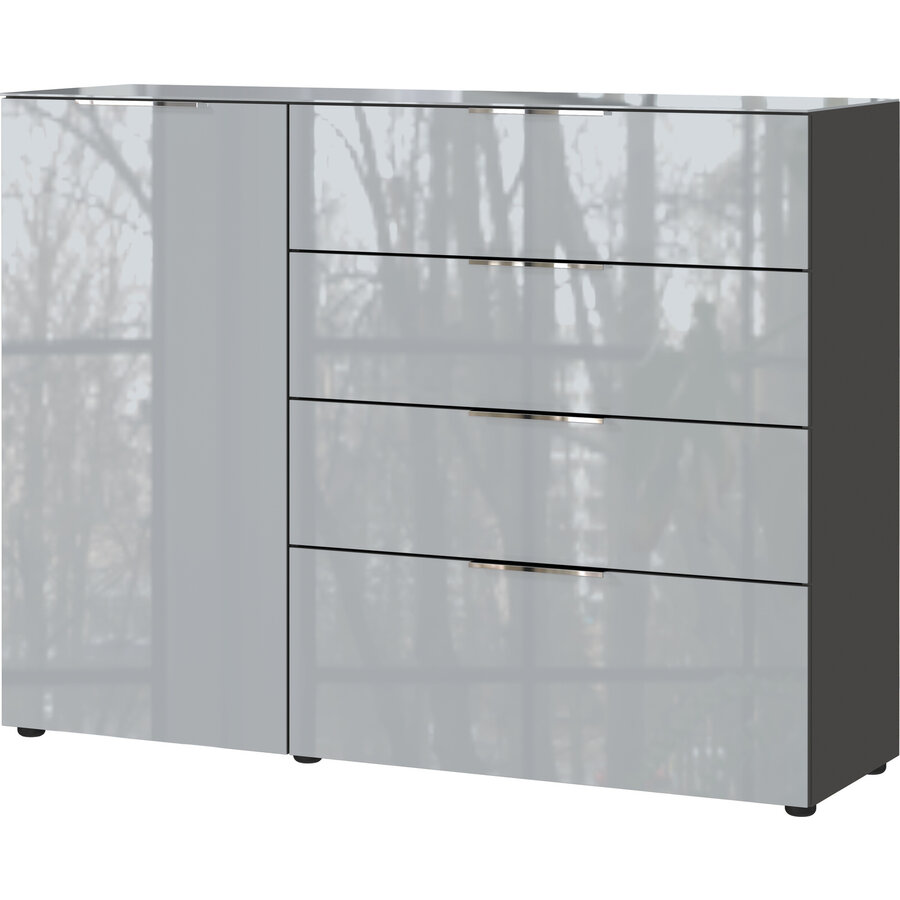 Oakland Grafiet/Zilvergrijs Dressoir 1-Deur 4-Lades Oakland Grafiet/Zilvergrijs Dressoir 1-Deur 4-Lades