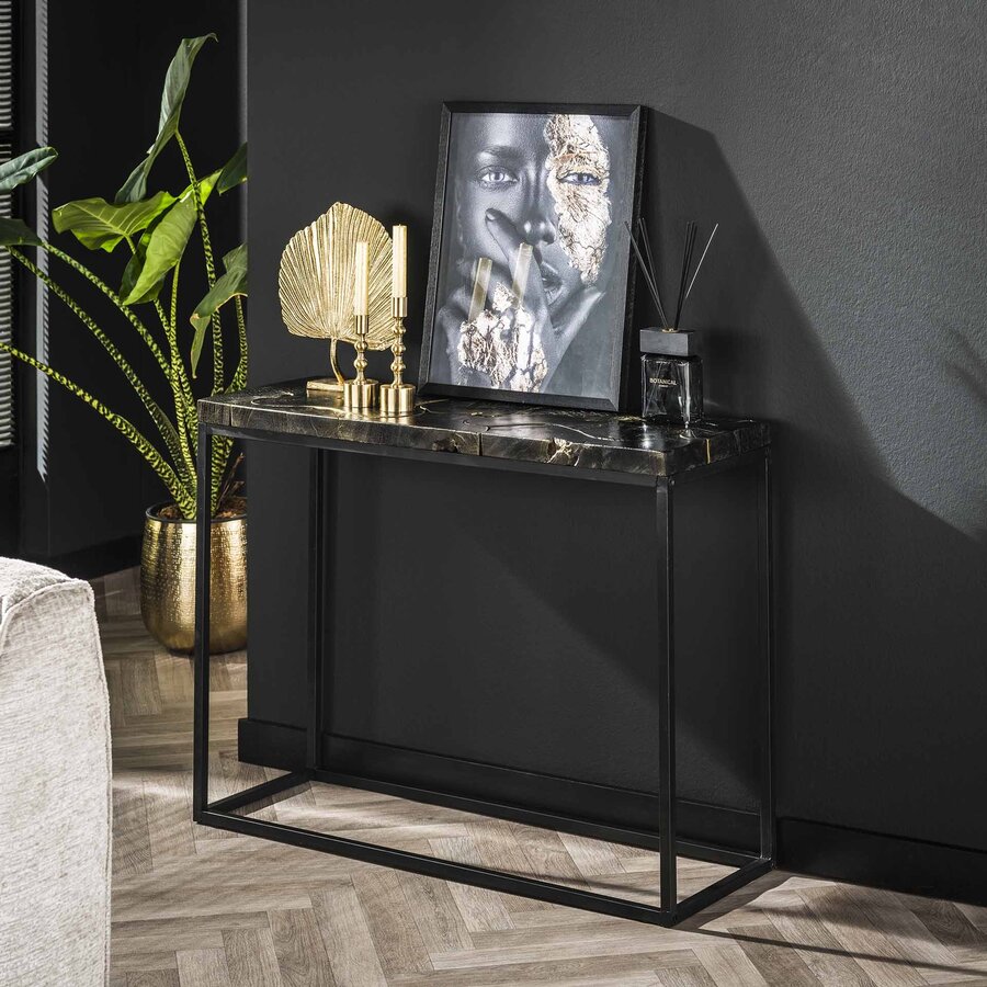 Peri Teakhout Sidetable Zwart / Goud Peri Teakhout Sidetable Zwart / Goud