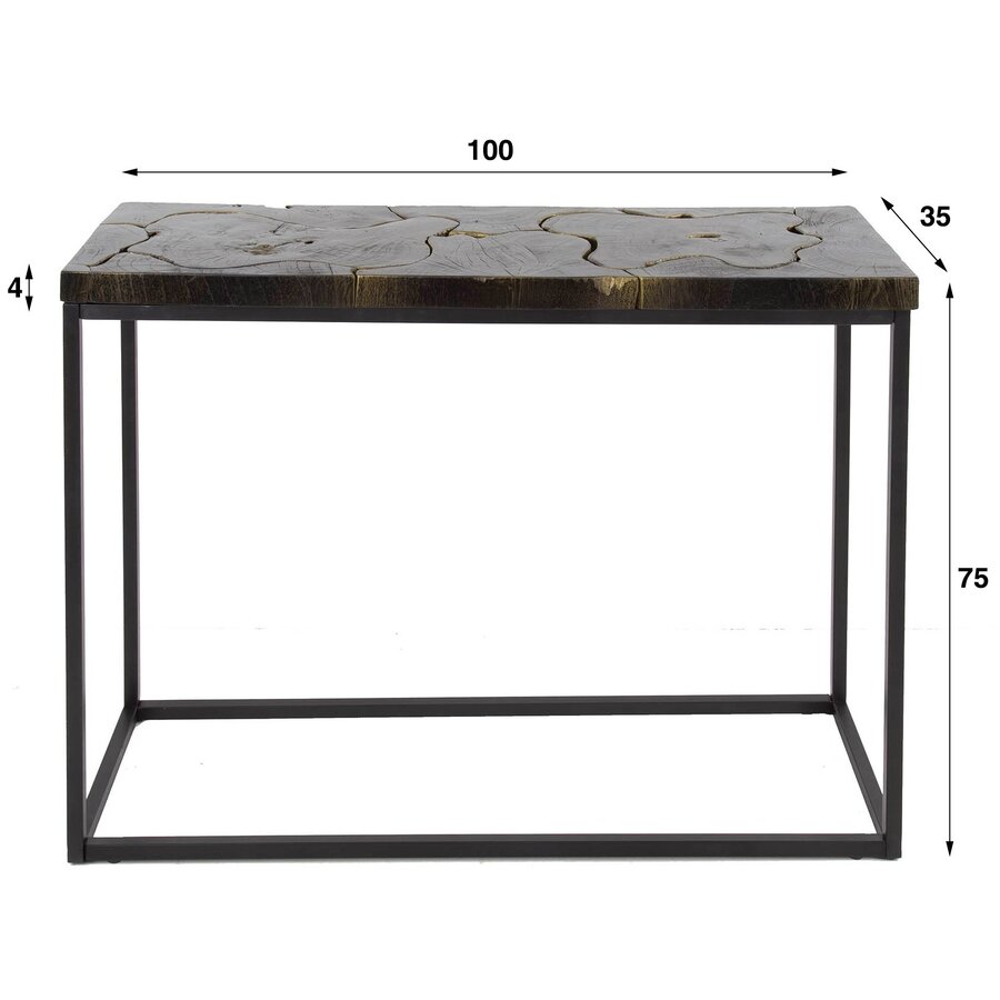 Peri Teakhout Sidetable Zwart / Goud Peri Teakhout Sidetable Zwart / Goud