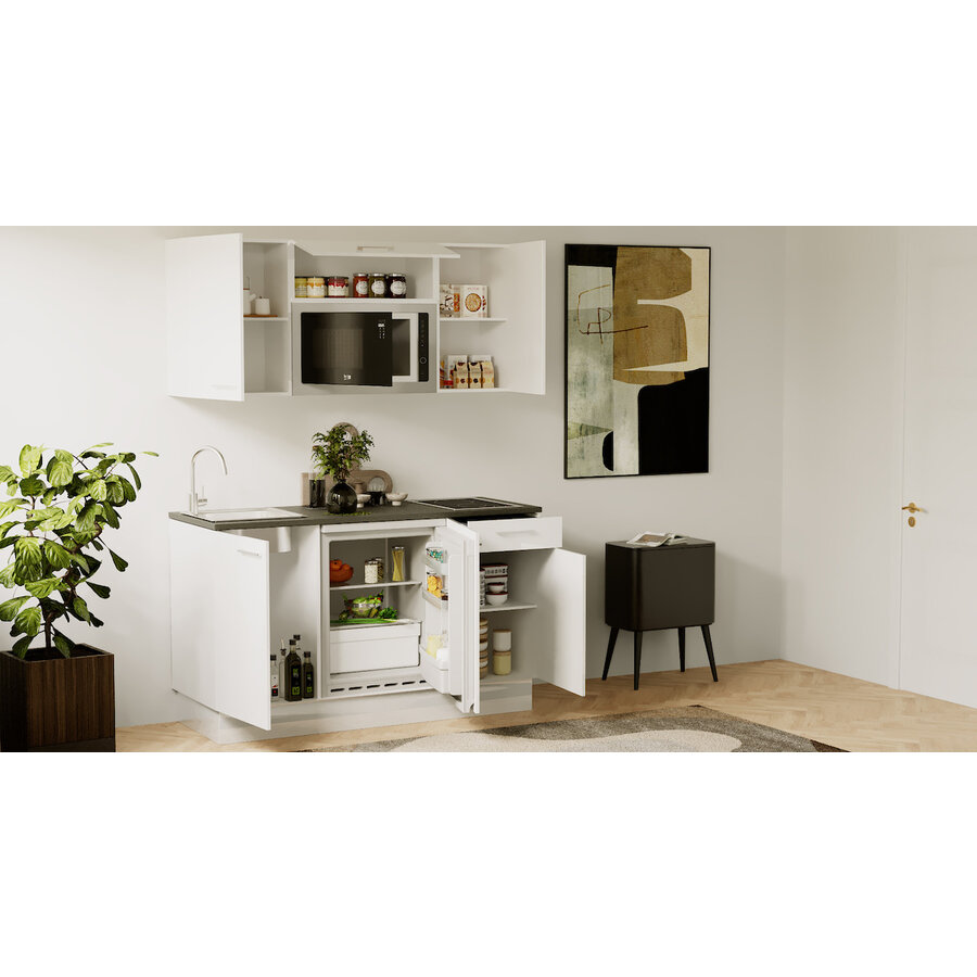 Eco Kaneel Rechte Keuken Hoogglans Alpine Wit