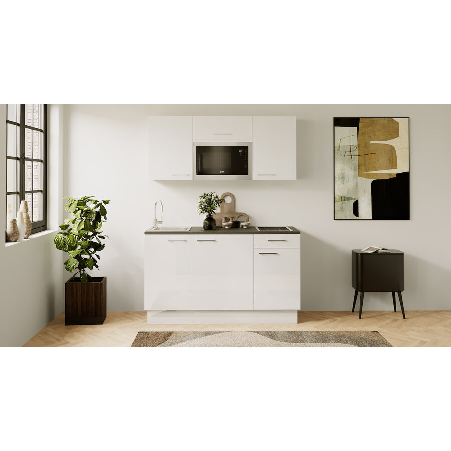 Eco Kaneel Rechte Keuken Hoogglans Alpine Wit