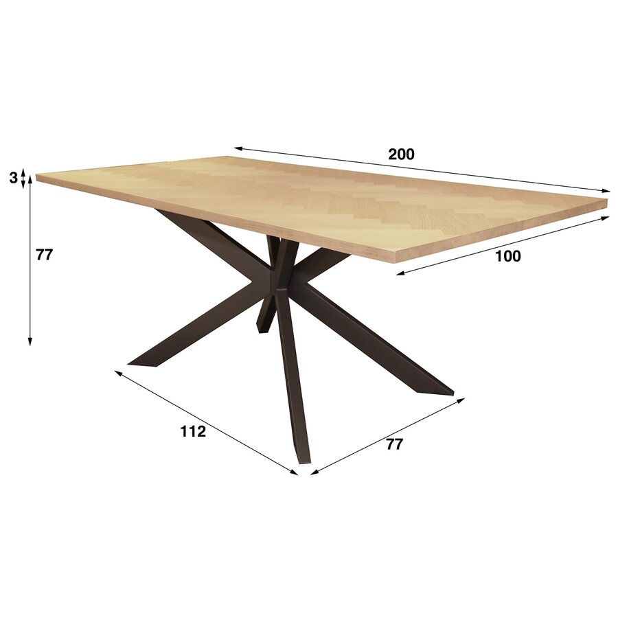 Guru Visgraat Eiken Eettafel 200 cm Guru Visgraat Eiken Eettafel 200 cm