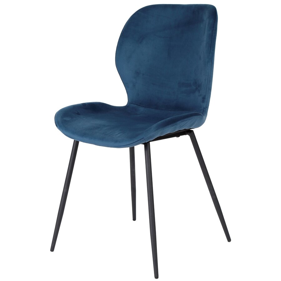 Ela Blauw Velvet Eetkamerstoel Ela Blauw Velvet Eetkamerstoel