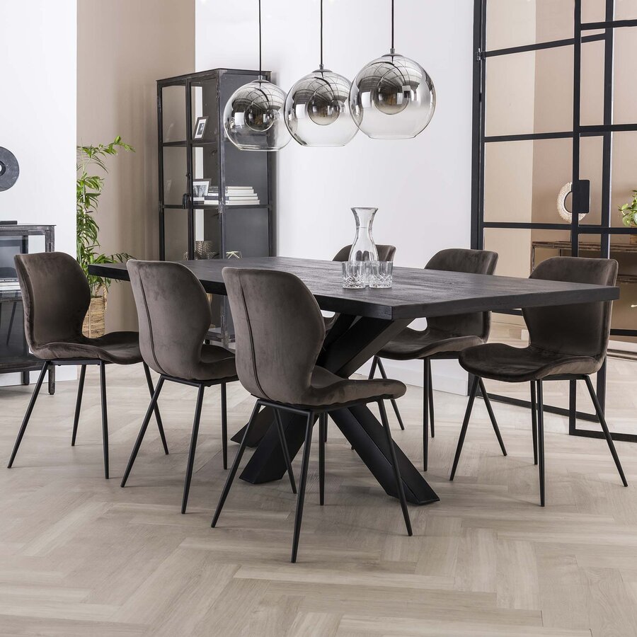 Ela Antraciet Velvet Eetkamerstoel Ela Antraciet Velvet Eetkamerstoel