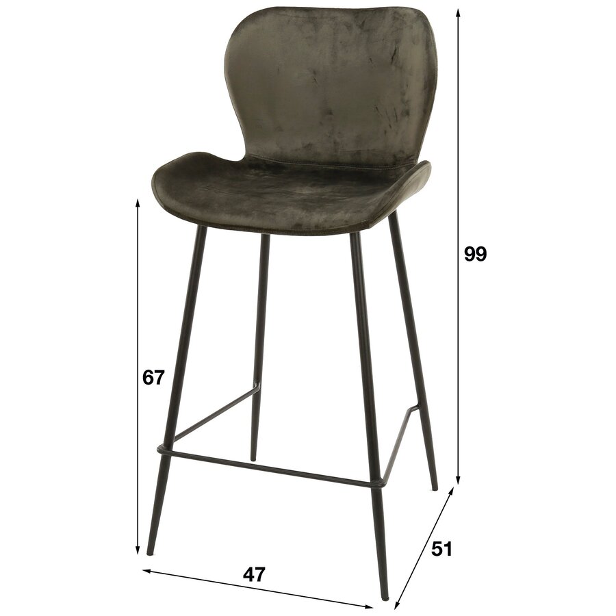 Ela Antraciet Velvet Barstoel Ela Antraciet Velvet Barstoel