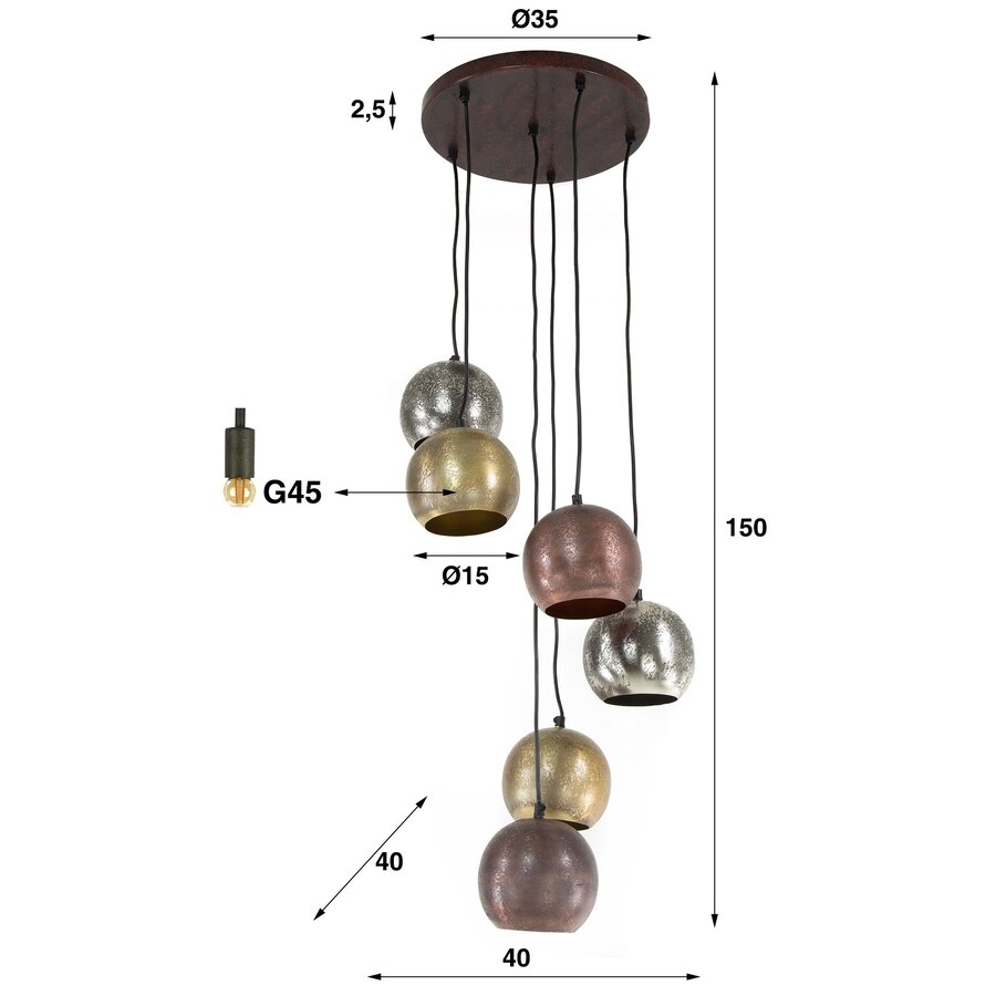 Metal Print Getrapt Hanglamp 6x Bol Metal Print Getrapt Hanglamp 6x Bol