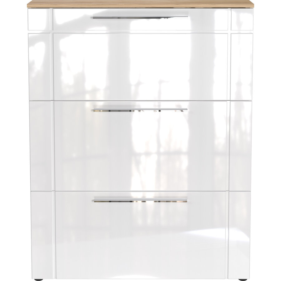 Astona HG Wit / Eiken Schoenenkast 3-Kleppen Astona HG Wit / Eiken Schoenenkast 3-Kleppen