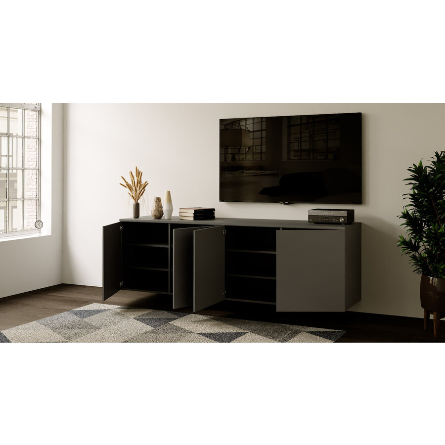 Neve Grafiet 240 cm Zwevend Dressoir Neve Grafiet 240 cm Zwevend Dressoir