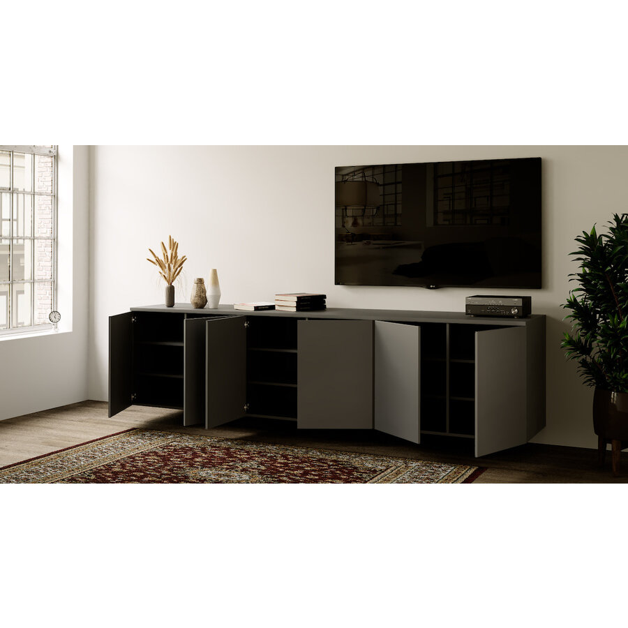 Neve Grafiet 270 cm Zwevend Dressoir Neve Grafiet 270 cm Zwevend Dressoir