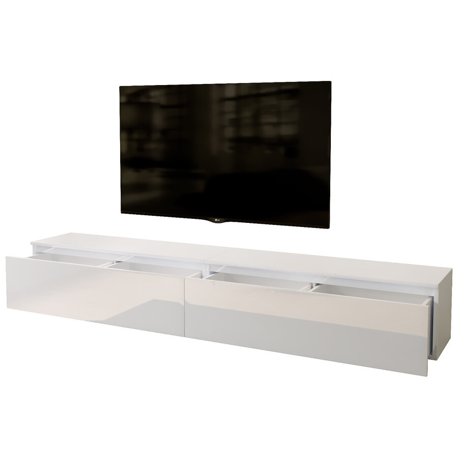 Ezra 276 cm TV Meubel Hoogglans Wit Ezra 276 cm TV Meubel Hoogglans Wit