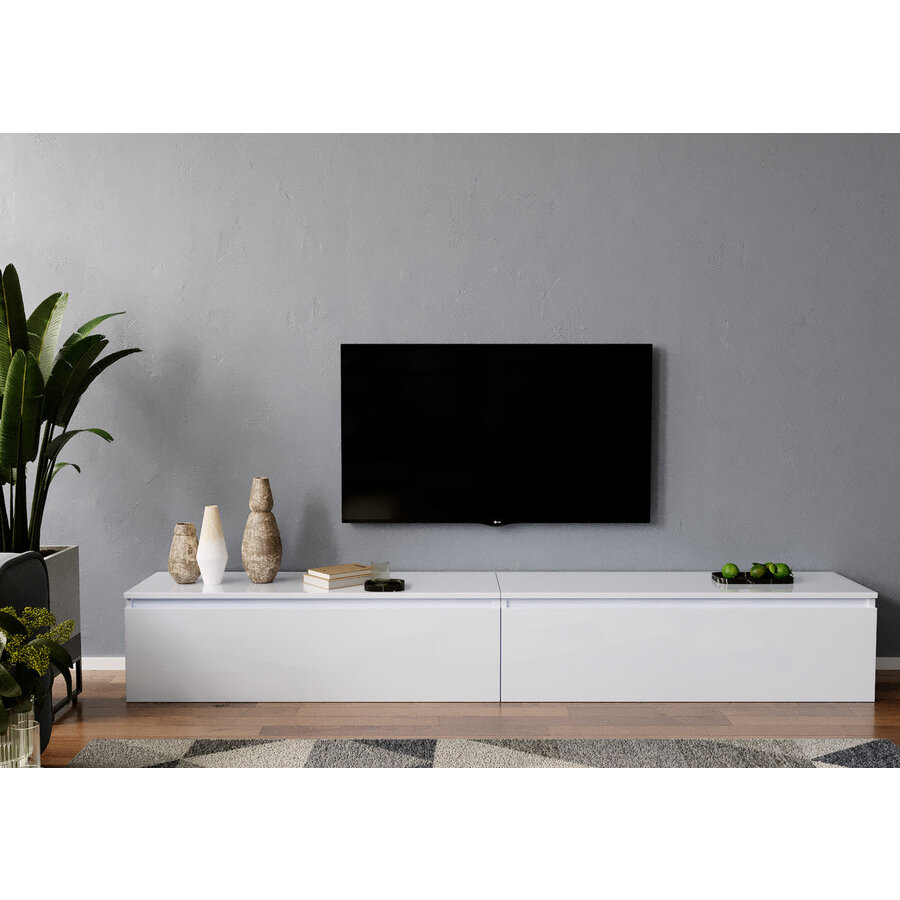 Ezra 276 cm TV Meubel Hoogglans Wit Ezra 276 cm TV Meubel Hoogglans Wit