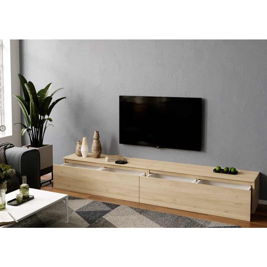 Ezra 276 cm TV Meubel Kadiz Eiken Ezra 276 cm TV Meubel Kadiz Eiken