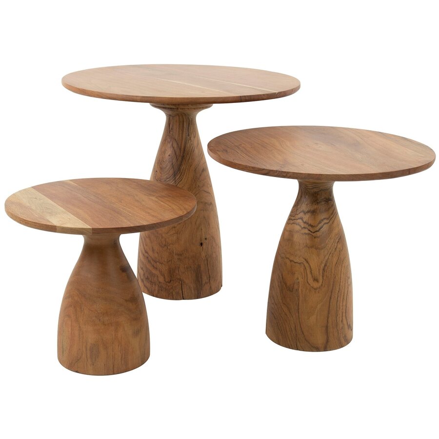 Vaha Massief Acacia Salontafel Set Kegel Voet Vaha Massief Acacia Salontafel Set Kegel Voet