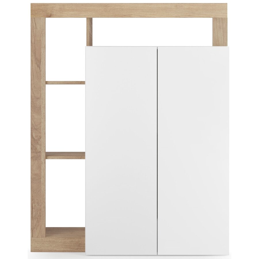 Hamburg Hoogglans Wit / Kadiz Eiken Schoenenkast Hamburg Hoogglans Wit / Kadiz Eiken Schoenenkast