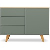 Amelia Mistig Groen / Eiken Dressoir 3-Lades 1-Deur