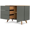 Amelia Mistig Groen / Eiken Dressoir 3-Lades 1-Deur