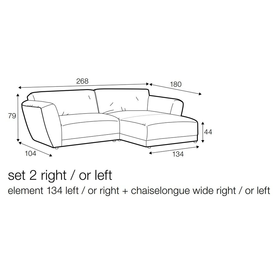 Asta Wildflower 2-Zits Bank + Chaise Longue Links