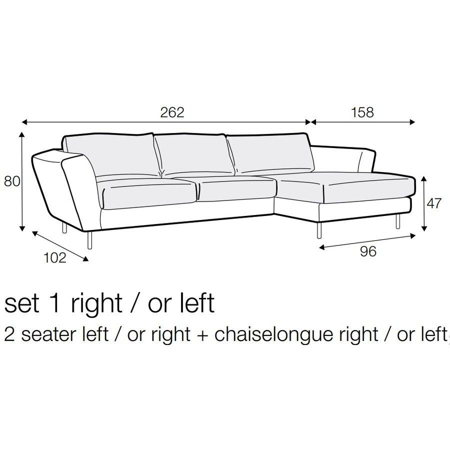 Gustav Sky Gerecycled Polyester 2-Zits Bank + Chaise Longue Rechts Gustav Sky Gerecycled Polyester 2-Zits Bank + Chaise Longue Rechts
