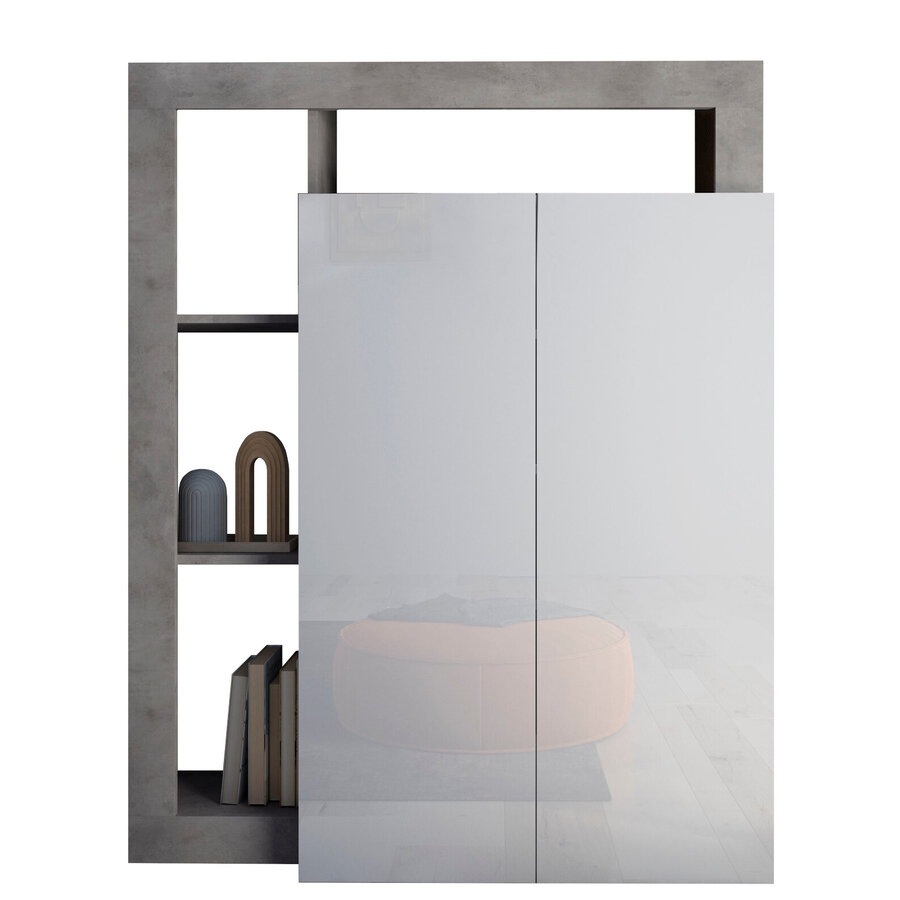 Hamburg Hoogglans Wit / Beton Schoenenkast Hamburg Hoogglans Wit / Beton Schoenenkast