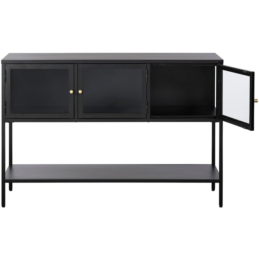 Carmel Glazen Dressoir 3-Deuren Hoge Poten  Zwart Carmel Glazen Dressoir 3-Deuren Hoge Poten  Zwart