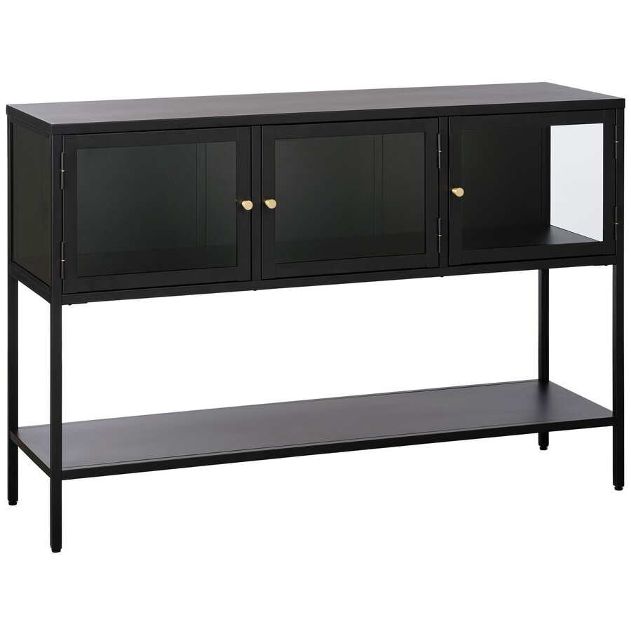 Carmel Glazen Dressoir 3-Deuren Hoge Poten  Zwart Carmel Glazen Dressoir 3-Deuren Hoge Poten  Zwart