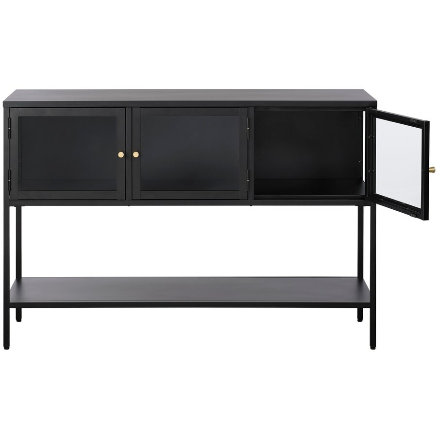 Carmel Glazen Dressoir 3-Deuren Hoge Poten  Zwart Carmel Glazen Dressoir 3-Deuren Hoge Poten  Zwart