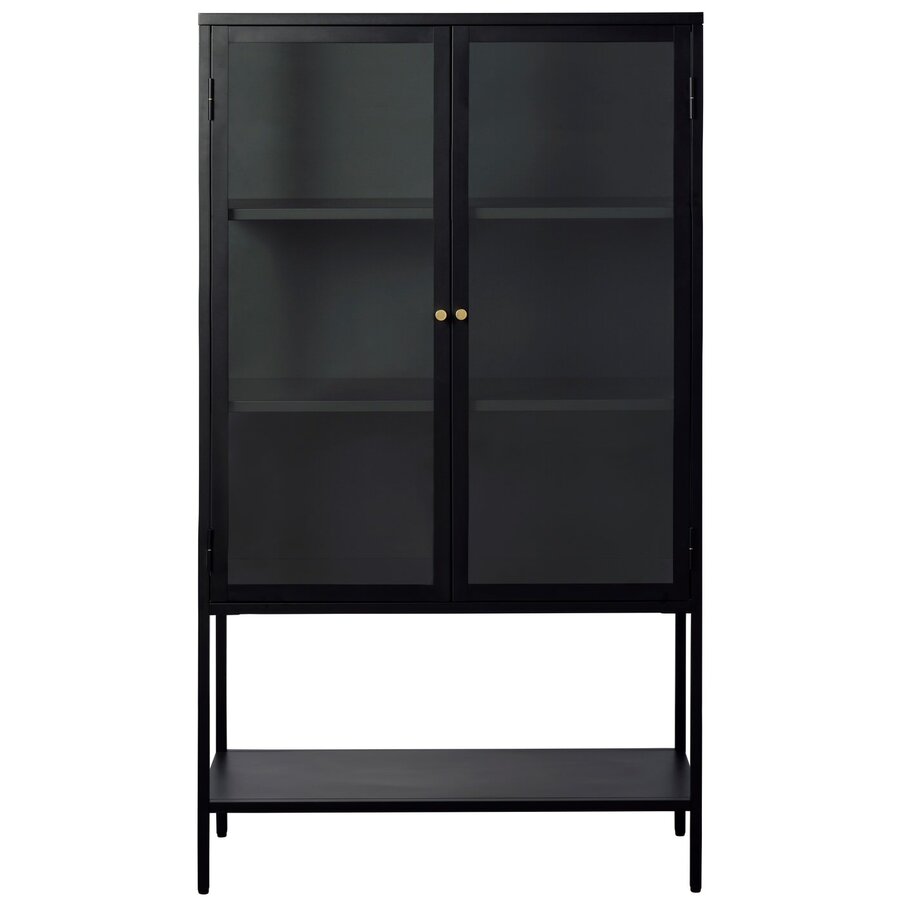 Carmel Glazen Opbergkast 160 cm met Hoge Poten Zwart Carmel Glazen Opbergkast 160 cm met Hoge Poten Zwart