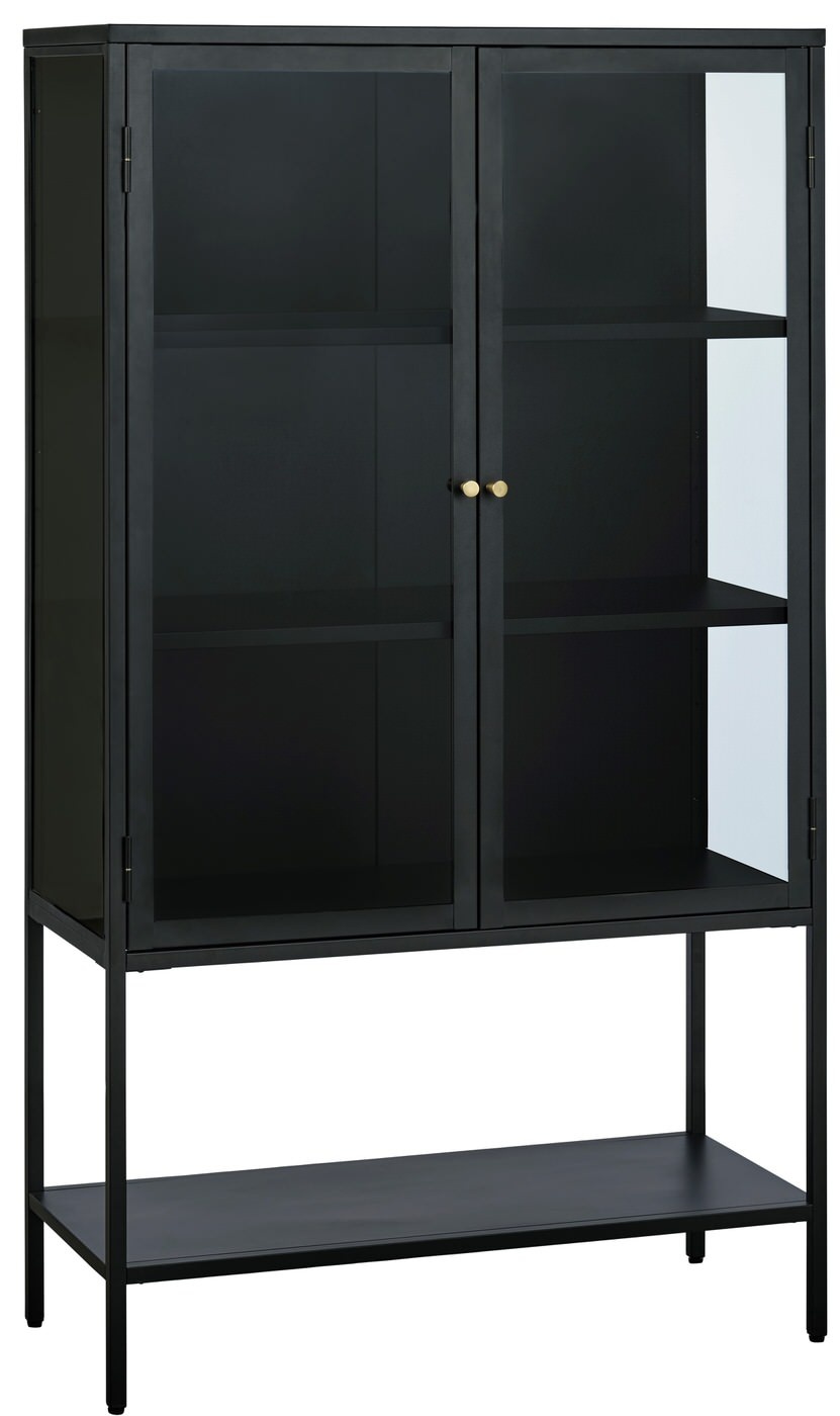 Hygge Interiors Carmel Glazen Opbergkast 160 cm met Hoge Poten Zwart