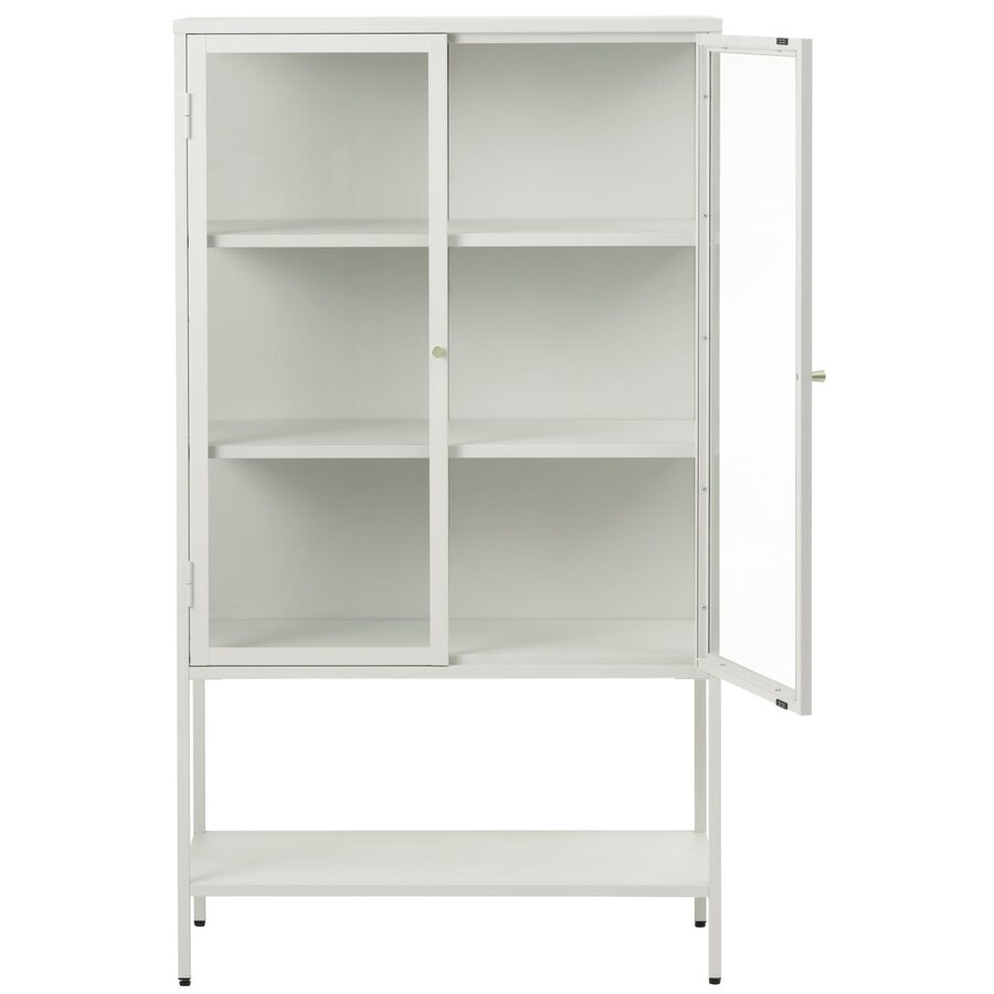 Carmel Glazen Opbergkast 160 cm Hoge Poten Greige Carmel Glazen Opbergkast 160 cm Hoge Poten Greige