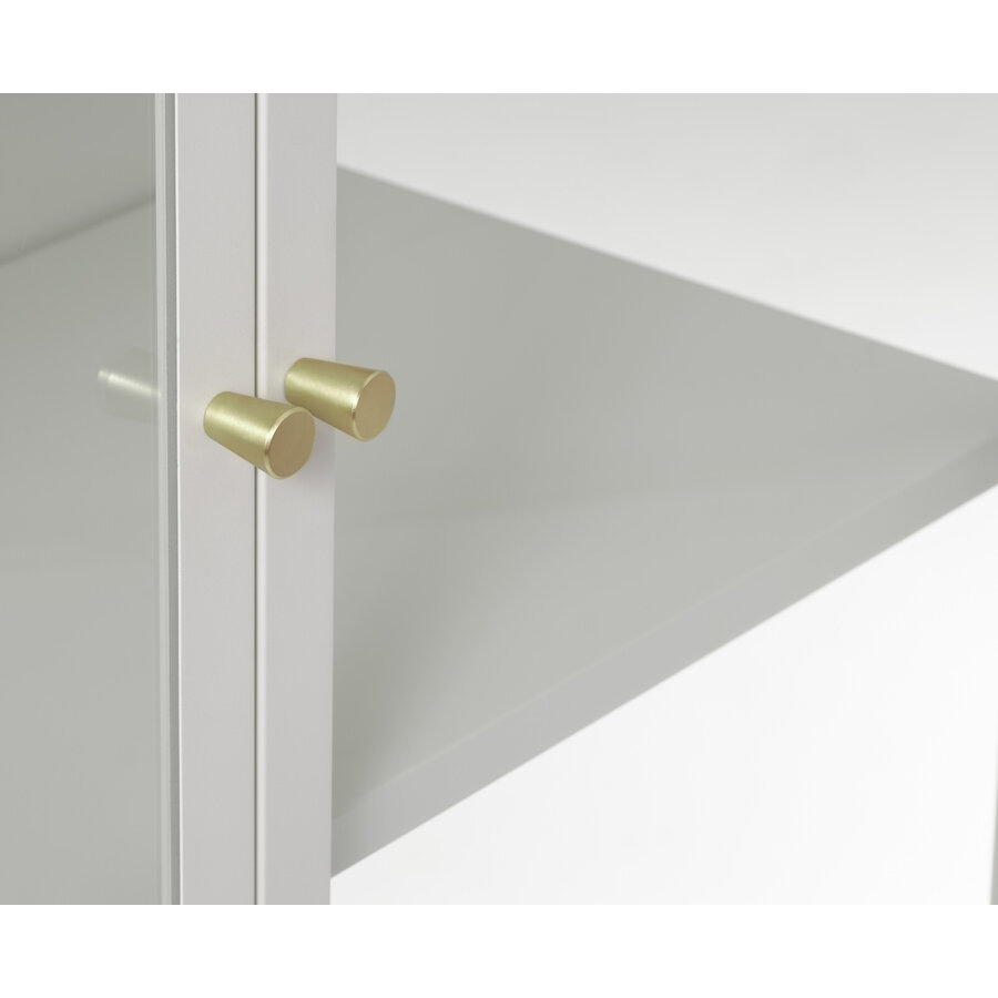 Carmel Glazen Opbergkast 160 cm Hoge Poten Greige Carmel Glazen Opbergkast 160 cm Hoge Poten Greige