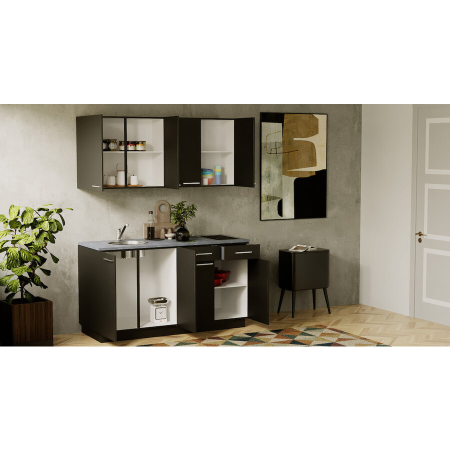 Turin Cuminum Rechte Keuken Zwart Turin Cuminum Rechte Keuken Zwart