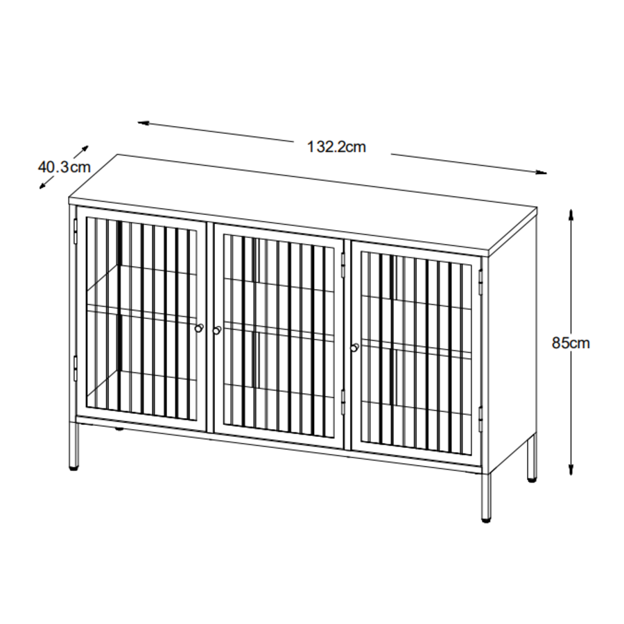 Bronco Dressoir Glazen Deuren Zwart Bronco Dressoir Glazen Deuren Zwart