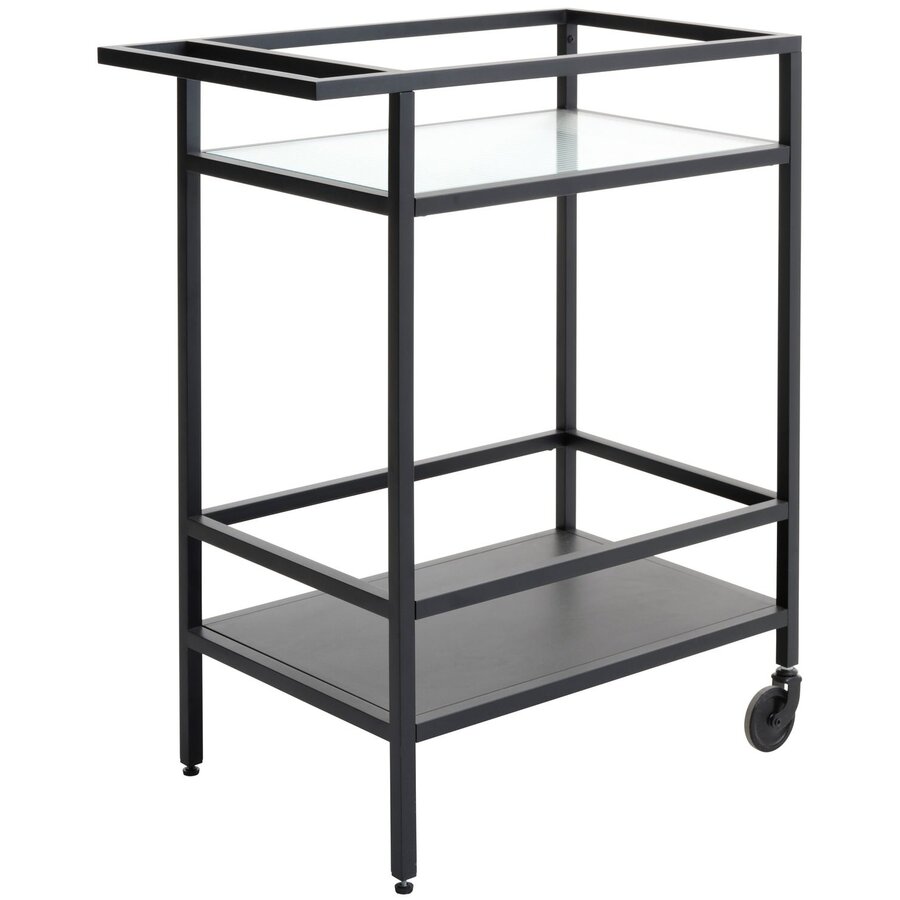 Bronco Glazen Serveerwagen Zwart Bronco Glazen Serveerwagen Zwart