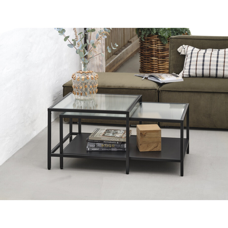 Bronco Glazen Salontafel Set Zwart Bronco Glazen Salontafel Set Zwart