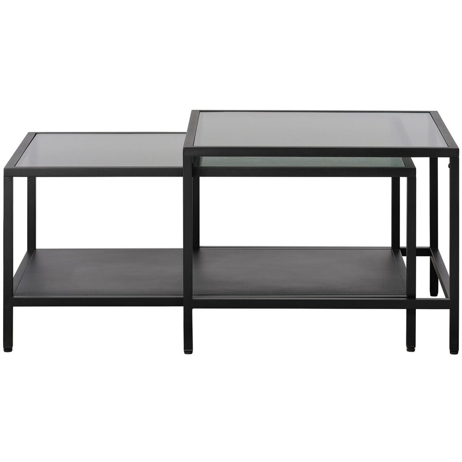 Bronco Glazen Salontafel Set Zwart Bronco Glazen Salontafel Set Zwart
