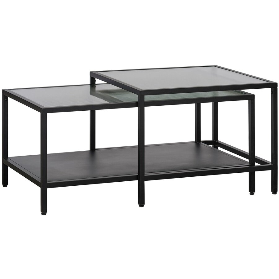 Bronco Glazen Salontafel Set Zwart Bronco Glazen Salontafel Set Zwart