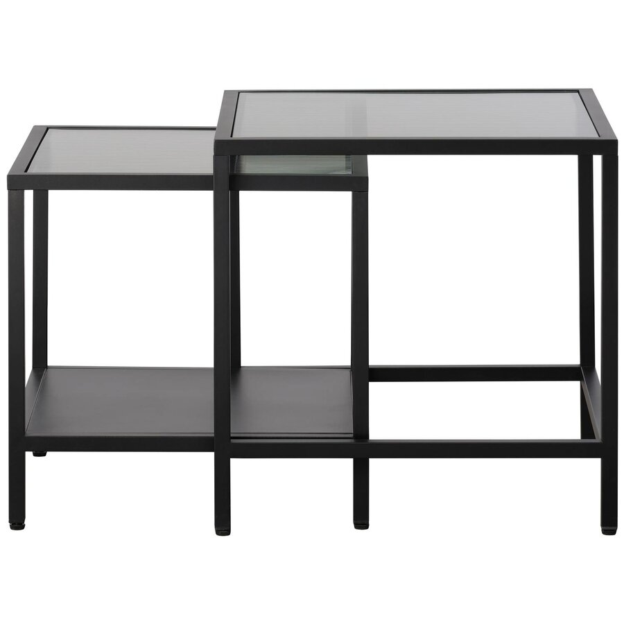 Bronco Glazen Bijzettafel Set Zwart Bronco Glazen Bijzettafel Set Zwart