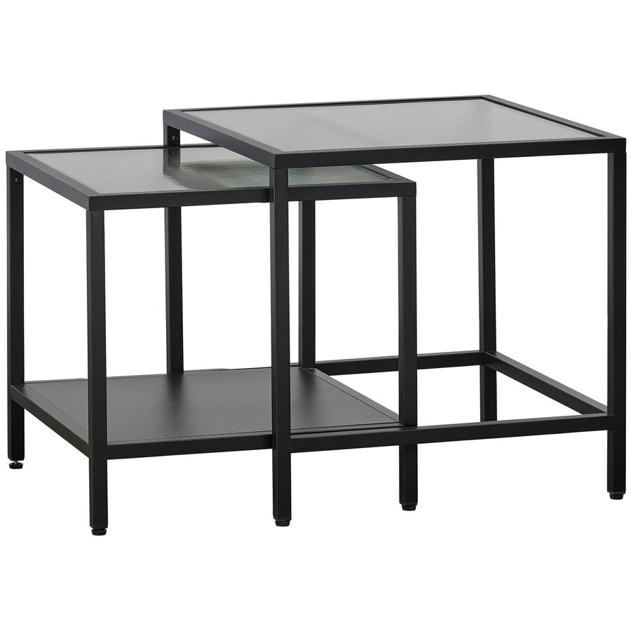 Bronco Glazen Bijzettafel Set Zwart Bronco Glazen Bijzettafel Set Zwart