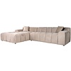 Cube 3-Zits Bank+Chaise Longue Links Khaki Velvet