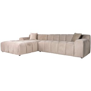 Richmond Interiors Cube 3-Zits Bank+Chaise Longue Links Khaki Velvet